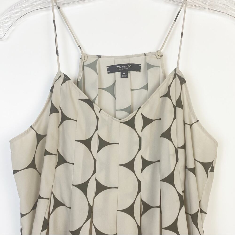 Madewell Circle Dot Pleated Cami Womens Blouse Tan Size 0 - Picture 4 of 13